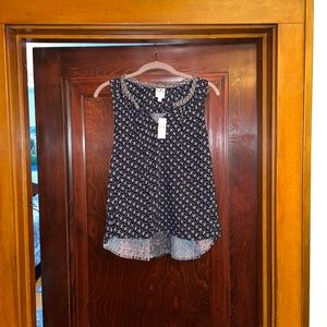 One September Anthropologie navy blouse size small